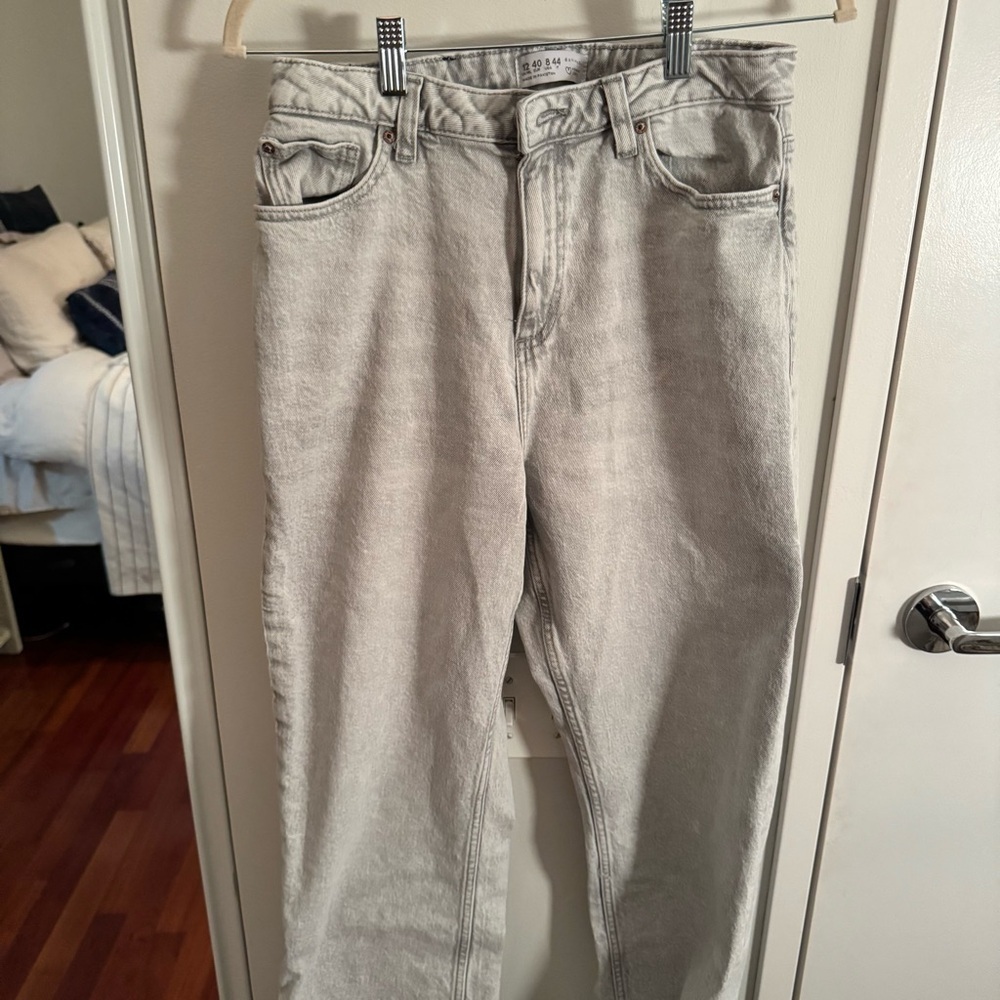 PRIMARK light grey high rise straight leg jeans